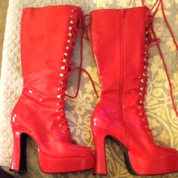 Ellie Shoes - Red Ellie Platform,  Dancer, Stripper, Costume Boots